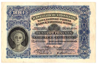 Лот №1231,  Швейцария. 100 франков 1927 года.