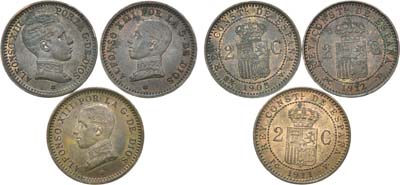 Лот №34, Сборный лот из трех монет Испании.