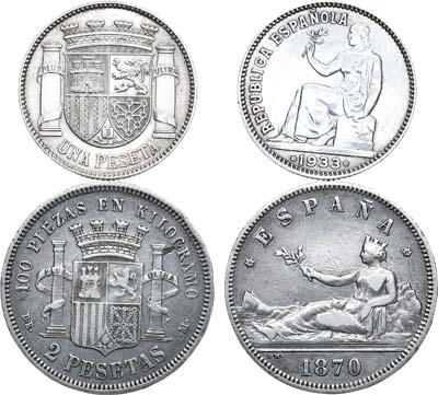 Лот №35, Сборный лот из двух монет Испании.