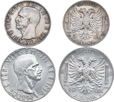 Лот №37, Сборный лот из двух монет. Итальянская Албания.