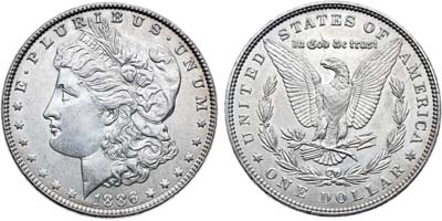 Лот №51,  США. 1 доллар 1886 года.