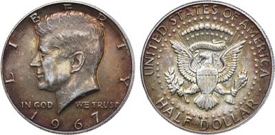 Лот №58,  США. 1/2 доллара (50 центов) 1967 года.