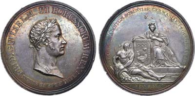 Лот №7,  Королевство Пруссия. Король Фридрих Вильгельм III. Медаль в память заключения Парижского мирного договора.