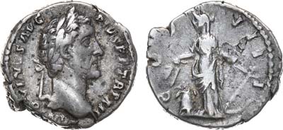 Лот №1,  Римская Империя. Император Антонин Пий. Денарий 148 года.