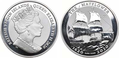 Лот №31,  Виргинске острова, 1 доллар 2020 года. В память 400-летия исторического плавания MAYFLOWER.