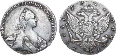 Лот №412, 1 рубль 1772 года. СПБ-ТI-ЯЧ.