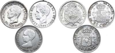 Лот №61, Сборный лот из 3 монет Испании.