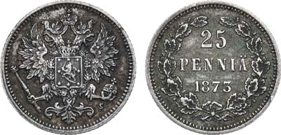 Лот №849, 25 пенни 1873 года. S.