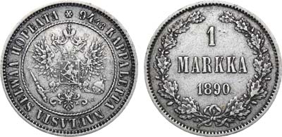 Лот №892, 1 марка 1890 года. L.