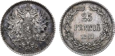 Лот №894, 25 пенни 1891 года. L.