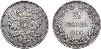 Лот №909, 25 пенни 1894 года. L.