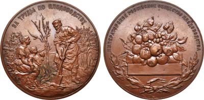 Лот №946, Медаль 1899 года. Императорского Российского общества плодоводства «За труды по плодоводству».
