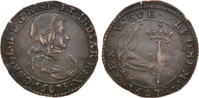 Лот №94,  Испанские Нидерланды (Брабант). Король Карл II (Испанский). На объявление Голландской войны 1672-1678 гг.
