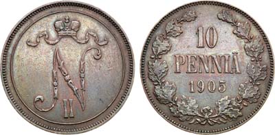Лот №1091, 10 пенни 1905 года.