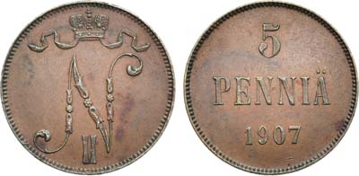 Лот №1100, 5 пенни 1907 года.