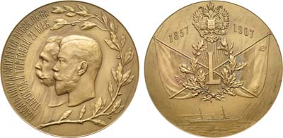 Лот №1101, Медаль 1907 года. В память 50-летия Русского общества пароходства и торговли.