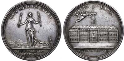 Лот №24,  Германия. Королевство Бранденбург-Пруссия. Медаль в память Губертусбургского мирного договора.
