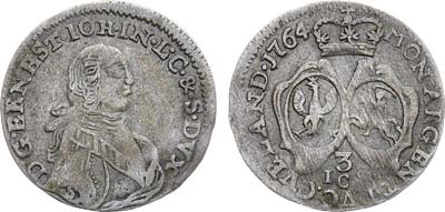 Лот №366, 3 гроша 1764 года. Курляндия и Семигалия. Герцогство. Герцог Пётр Бирон. 6 грошей 1764 года (I.C.S.).
