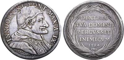 Лот №39,  Ватикан. Папские государства. Папа Иннокентий XI. Скудо 1684 года.