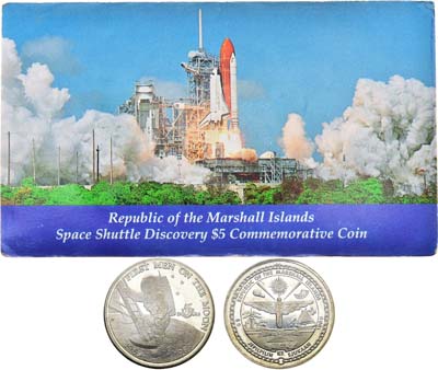 Лот №61,  Маршалловы острова. 5 долларов 1989 года. 20 лет первому человеку на луне.