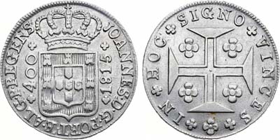 Лот №62,  Королевство Португалия. Король Жуан VI. 400 рейсов 1815 года.