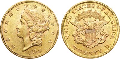 Лот №66,  США. 20 долларов 1858 года.