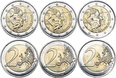 Лот №83,  Франция. Лот из 3 монет 2 евро 2020 года. 150 лет со дня смерти Шарля де Голля.