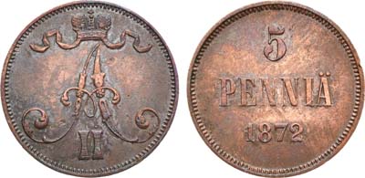 Лот №957, 5 пенни 1872 года.