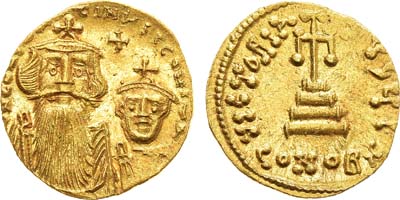 Лот №9,  Византийская Империя. Император Констант II. Солид 641 года.