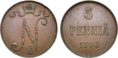 Лот №1018, 5 пенни 1906 года.