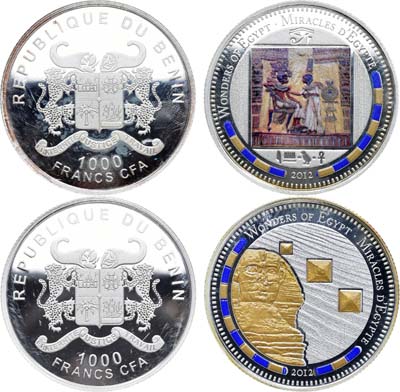 Лот №19,  Бенин. Сборный лот из 2 монет по 1000 франков 2012 года.