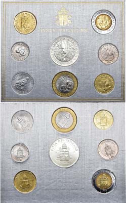 Лот №21,  Ватикан. 8 монет (10-1000 лир) 2000 года. Папа Иоанн Павел II. Буклет.