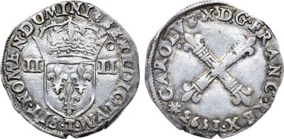 Лот №244,  Франция. Королевство. Карл X. Кардинал де Бурбон. 1/4 экю 1593 года.