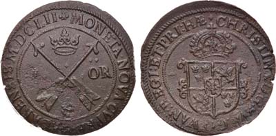 Лот №251,  Королевство Швеция. Королева Кристина. 1 эре 1652 года.