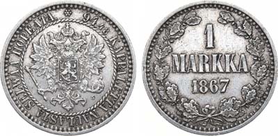 Лот №900, 1 марка 1867 года. S.