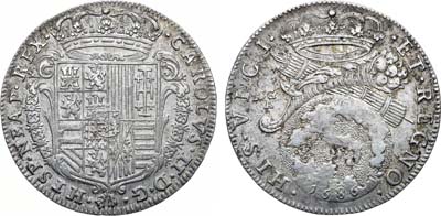 Лот №95,  Италия. Неаполь и Сицилия. Неаполитанское королевство. Король Карл II Испанский. Тари (2 карлини) 1686 года.
