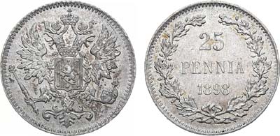 Лот №990, 25 пенни 1898 года. L.