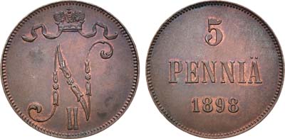 Лот №1091, 5 пенни 1898 года.