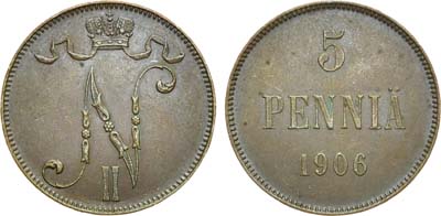 Лот №1139, 5 пенни 1906 года.