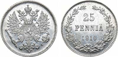 Лот №1166, 25 пенни 1910 года. L.