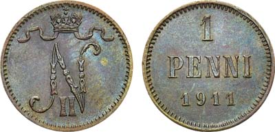 Лот №1180, 1 пенни 1911 года.