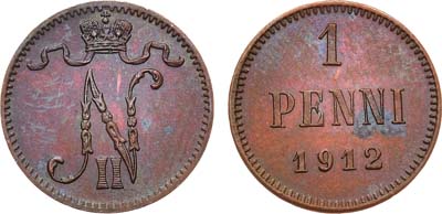 Лот №1196, 1 пенни 1912 года.