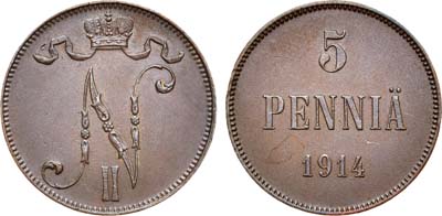 Лот №1217, 5 пенни 1914 года.