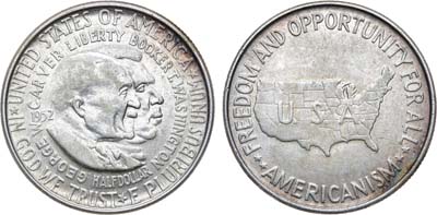 Лот №183,  США. 1/2 доллара (50 центов) 1952 года. Джордж Вашингтон Карвер и Букер Талиаферро Вашингтон .