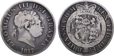 Лот №28,  Великобритания. Британская Империя. Король Георг III. 1/2 кроны 1817 года.