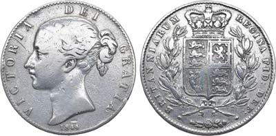 Лот №30,  Британская империя. Королева Виктория. 1 крона 1844 года. .