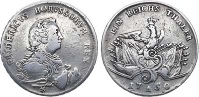 Лот №43,  Германия. Королевство Пруссия. Король Фридрих II. Рейхсталер 1750 года.