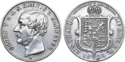 Лот №48,  Германия. Королевство Ганновер. Король Георг V. Горный талер 1854 года.