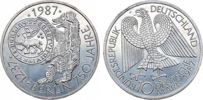 Лот №109,  ФРГ (Федеративная Республика Германия). 10 марок 1987 года. 750 лет городу Берлину.