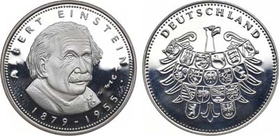 Лот №113,  Германия. Медаль 2005 года. Альберт Эйнштейн 1879-1955 гг. Формула (Е=mc2).